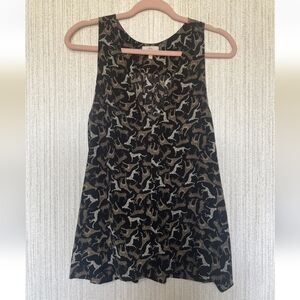 Joie Size XS Tank Top Blouse 100% Silk African Animals Print
